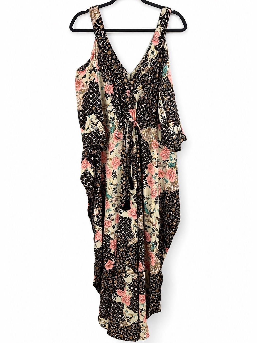 NWT Karma Highway Boho Patchwork Floral Cold‎ Shoulder Maxi Dress OS Festival